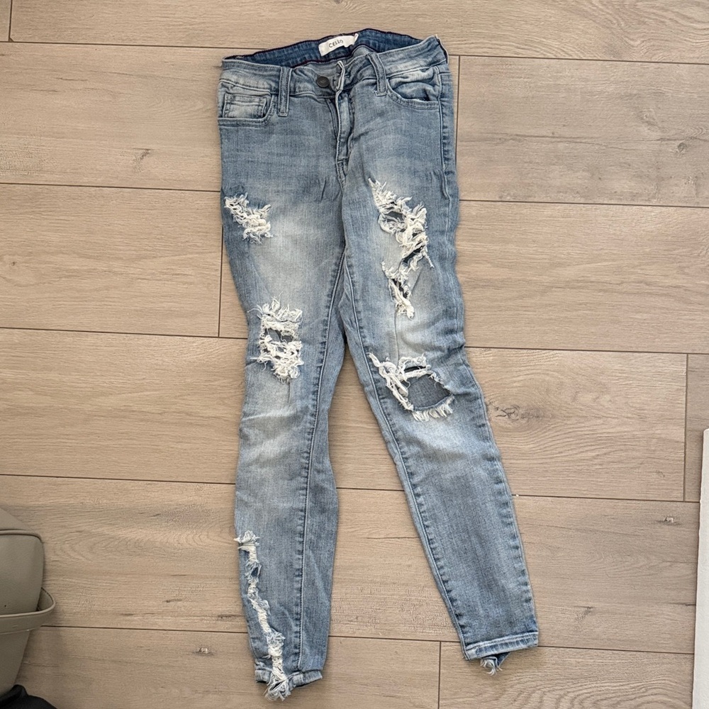 Cello Light Blue Distressed Skinny Jeans